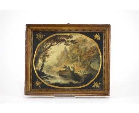 H* L*, river scene with a fisherman, bears initials, watercolour, regular oval, (trimmed), 17cm x 21cm; and a portrait of a g