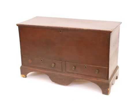 A Victorian painted pine mule chest, fitted with two drawers, bracket feet, width 112cm