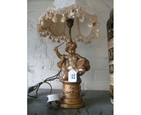 A gilt cherub lamp base