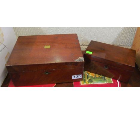A mahogany two division tea caddy and a mahogany box