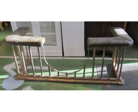A brass club fender overall width 5', inside width bottom 4', inside width at top 4'6"depth at bottom 1'2.5",,depth at top 1'