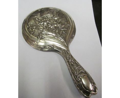 A silver Art Nouveau hand mirror WHH William Hare Haseler