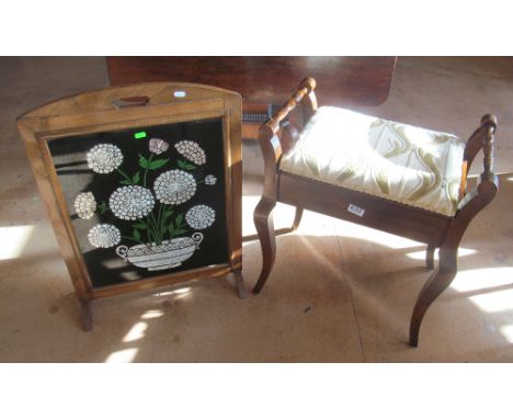 A piano stool and firescreen