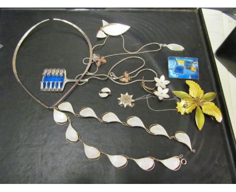 Various Norwegian silver and enamel jewellery some by Andersen