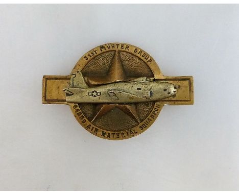   Plakette der US Army, "31st Fighter Group - 642ND Air Material Squadron", Metall, 9cm x  Plakette der US Army, "31st Fighte