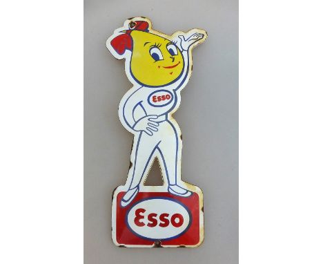    Emailschild - Reklameschild "ESSO", tlw. min. besch., 1960er Jahre, 20cm x 8cm          