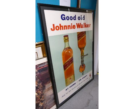 Very Large Johnnie Walker 1950's Framed Advertising Poster: The Scotch of Scotch, 166cm height and 115cm