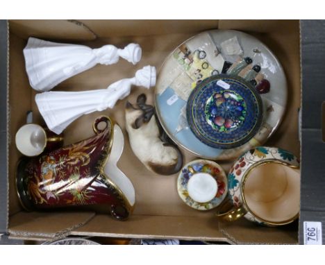 A mixed collection of items to include: Aynsley Orchard Gold Coffee Can and Saucer, Carlton Ware, Minton lidded pot, Wade Jug