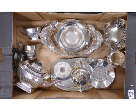 A collection of Silver Plate items to include: Tea service, trays, dishes bowls etc