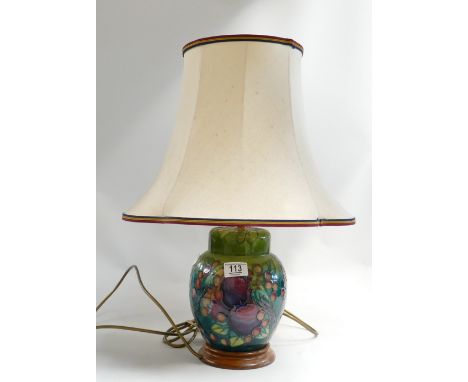 Large Moorcroft Finch &amp; Berry Lamp Base: height including Shade 53cm