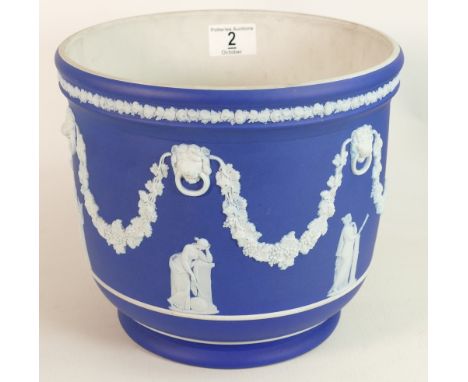 Wedgwood blue dipped large planter: height 20cm