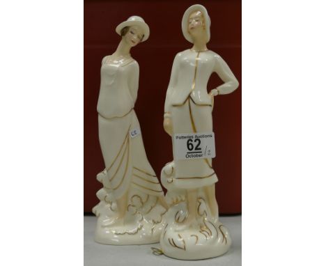 Royal Doulton Art Deco Figures: Eliza HN3801 &amp; seconds Sophie HN3793(2)
