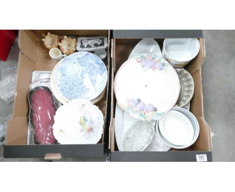 A mixed collection of items to include: Carlton Ware , Early Jelly Moulds, Royal Worcester Oven ware etc (2 trays)
