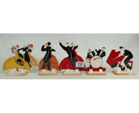 Wedgwood Clarice Cliff collection Bizarre Art Deco style Age of Jazz figures: height of tallest 13.5cm(5)