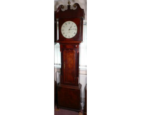 8 day round dial Longcase clock by James Glover of Manchester:  This clock is a time piece only on gut.  It has a Mahogany ca