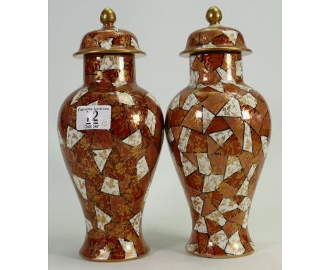 Pair of Bishop &amp; Stonier Art Deco Vase &amp; Covers: height 28cm