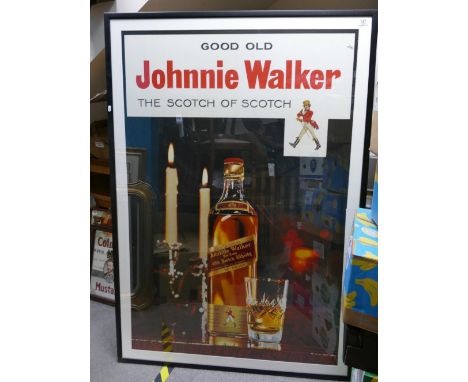 Very Large Johnnie Walker 1950 Framed Advertising Poster: The Scotch of Scotch, 166cm height and 115cm