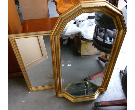 Modern Gilt effect Shelved Wall Mirror: together with similar item(2)