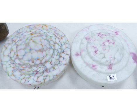 Two Mottled Glass Art Deco Ceiling Lights: No Chains, diameter of largest 32cm(2)