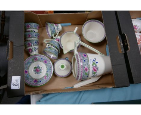 Royal Cauldon Familie rose patterned Art Deco coffee set: