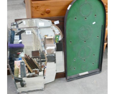 Two Art Deco Wall Mirrors: Oak framed similar item &amp; bagatelle board(4)