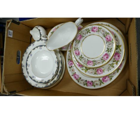 A mixed collection of Dinner ware to include: Royal Worcester Royal Garden patterned Plates, Platter &amp; Gravy boat togethe