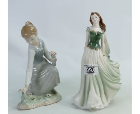 Royal Worcester for Compton Woodhouse Summer Romance Figure Jane: together with Lladro figure(2)