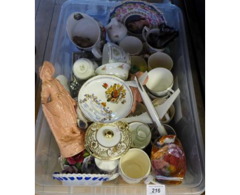 A collection assorted glass, ceramics and ornaments to include Noritake butter dish and cover model Orin plane etc 