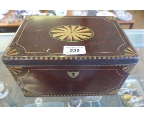 An original biscuit tin in the form of a Sheraton Revival tea caddy.