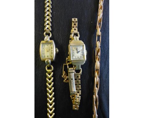 A ladies 9k gold manual wind bracelet watch, together with, a Girard Perregaux Ladies manual wind bracelet watch (2)