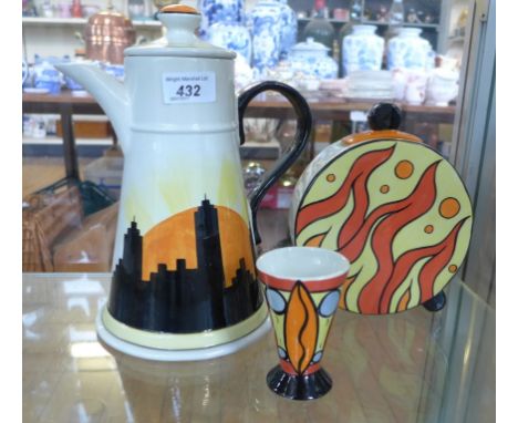 Three pieces of Lorna Bailey pottery to include Carltonware large coffee pot    CONDITION REPORT:  Please note coffee pot is 
