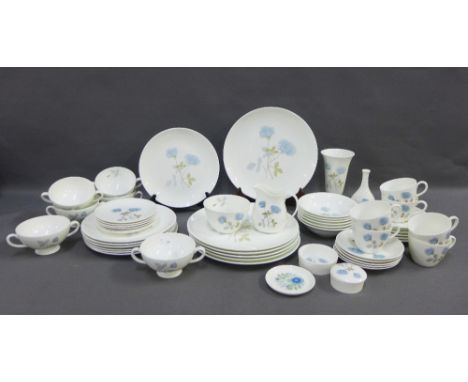 Wedgwood Ice Rose pattern dinner service together with matching cups and saucers, (a lot) 