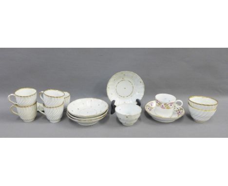 A set of five 18th century Worcester style fluted cups, two tea bowls, an English coffee can and saucer,etc (14)