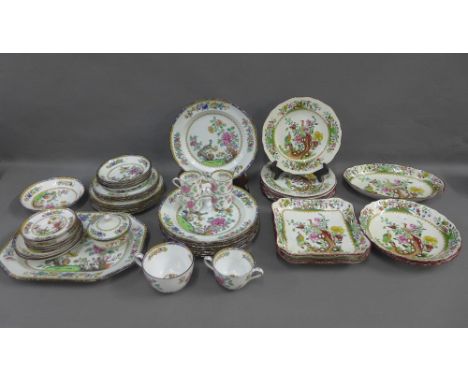 Quantity of 19th century Copeland Late Spode Peacock pattern tablewares,  some bearing Waring &amp; Gillow retailers backstam