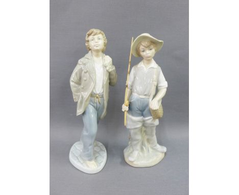 Lladro fisherman figure and a Nao figure, tallest 22cm (2) 