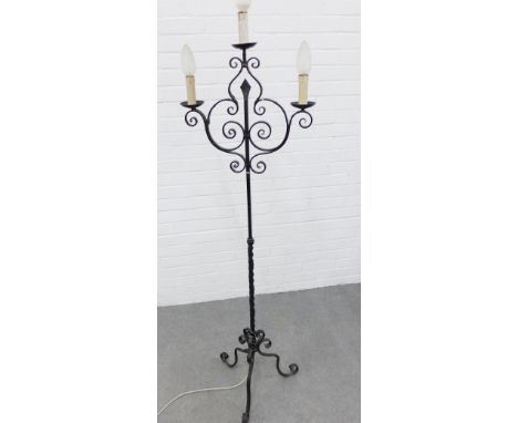 Black metal standard lamp, 154cm 