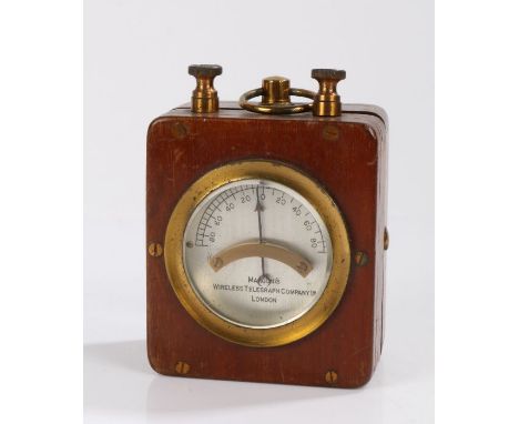 Marconi's Wireless Telegraph Company Ltd. London galvanometer the signed silver dial with sweeping arrow indicator, 8.5cm x 1