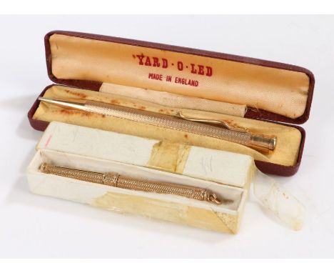 Yard-O-Led rolled gold propelling pencil, in original box, engine turned gold plated sliding pencil (2)