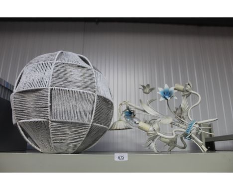 A three branch ceiling light and a shade