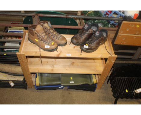 A pine three tier shelf unit