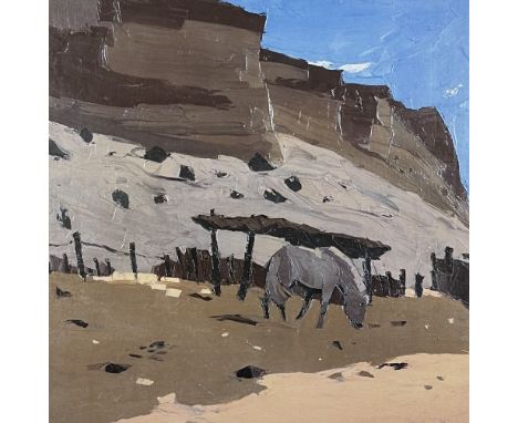 Horse in Patagonian landscape entitled 'Lle Cul', signed with initials51 x 50cmsprivate collection Ynys Mon, consigned via ou