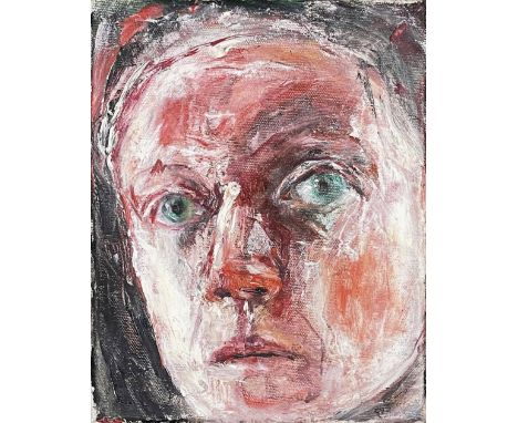 Head self-portrait, entitled verso on Martin Tinney Gallery label 'Peering Head', dated 1994, signed verso26 x 20cmsprivate c