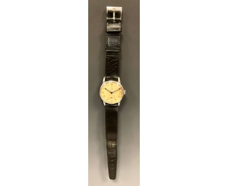 Rolex Tudor - 1950s stainless steel wristwatch, silver texture dial, Arabic numerals, minute track, subsidiary seconds, lumin