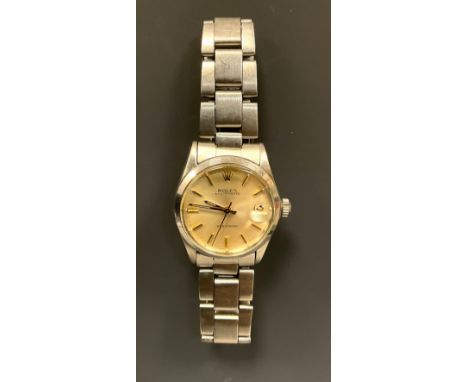 Rolex - Oysterdate Precision stainless steel bracelet wristwatch, ref 6466, silver dial, block baton markers, centre seconds,