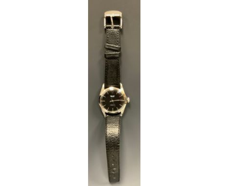 Rolex - Oyster Precision 6426 stainless steel wristwatch, grey black dial, baton markers, centre seconds, manual wind RB 1225