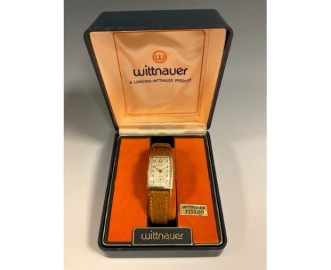 Wittnauer Longines - an Art Deco style rolled gold wristwatch. sunburst silver dial, Arabic numerals, subsidiary seconds, man