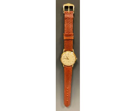 Rolex Tudor - 9ct gold cased wristwatch, brushed silver dial, Arabic numerals, minute track, subsidiary seconds, manual wind 