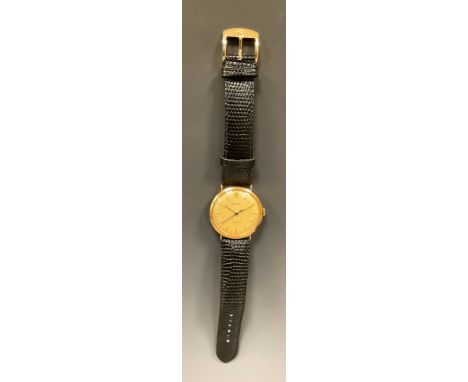 Rolex - 1960s 9ct gold cased Precision wristwatch, silvered dial, baton markers, centre seconds, manual wind 1215 583 17 jewe