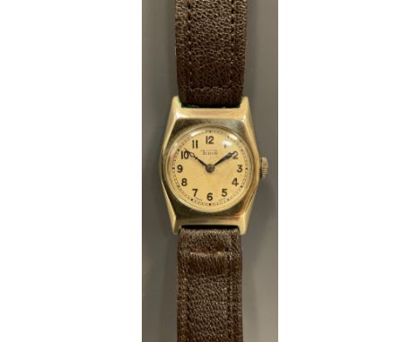 Rolex Tudor - 1930s Childs or young Adults small size steel cased wristwatch, cream dial, Arabic numerals, blued hands, manua