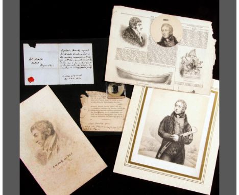 A packet assorted ephemera and items relating to Capt George William Manby (1765-1854), Royal Navy Officer and inventor born 